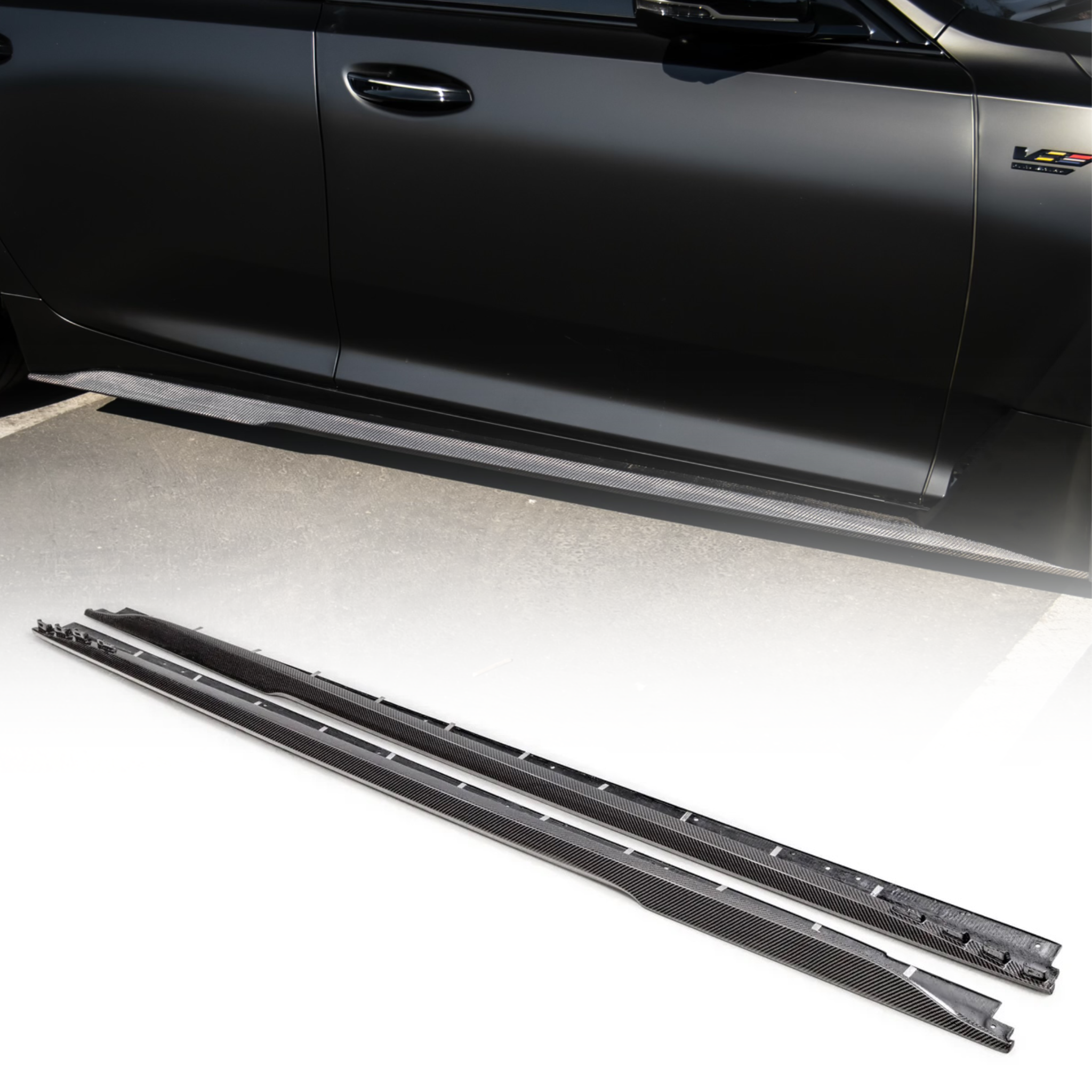 2022-2025 Cadillac CT5-V Blackwing Type-ST Gloss Carbon Fiber Side Rocker Panel Extensions