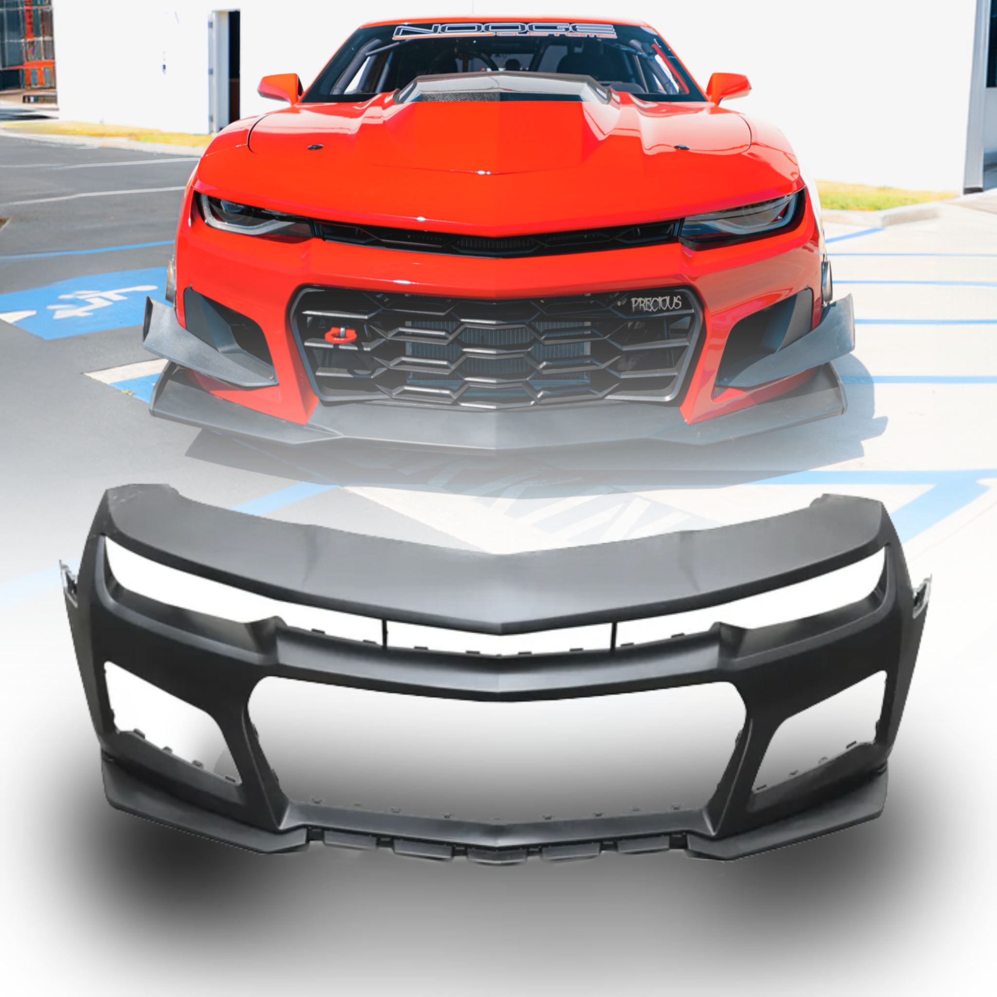 2010-2015 Chevy Camaro ZL1 1LE Track Package Front Bumper Conversion 11pcs Full Kit Flat BLK