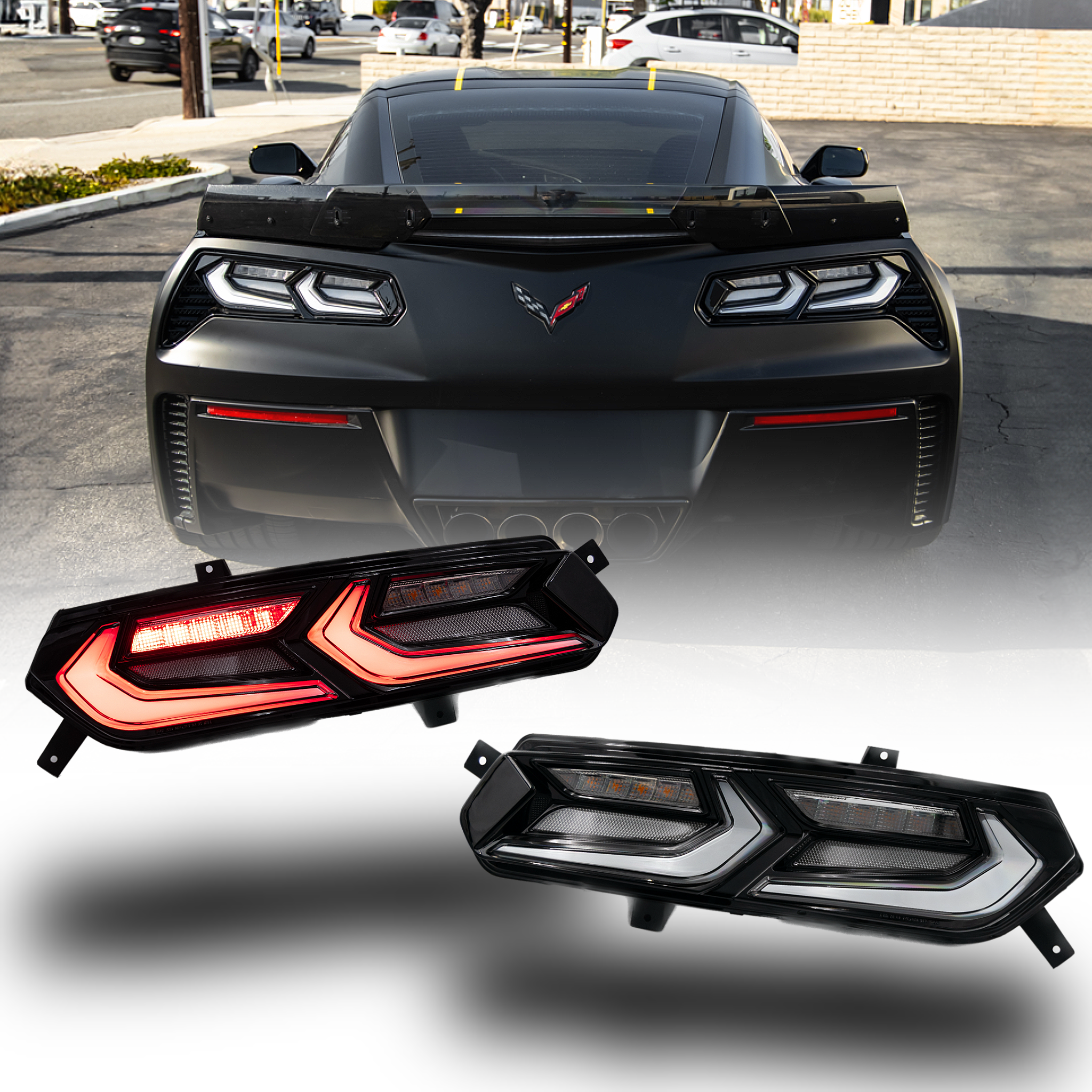 2014-2019 Chevy Corvette C7 Umbra LED Tail Lights (Clear Lens)