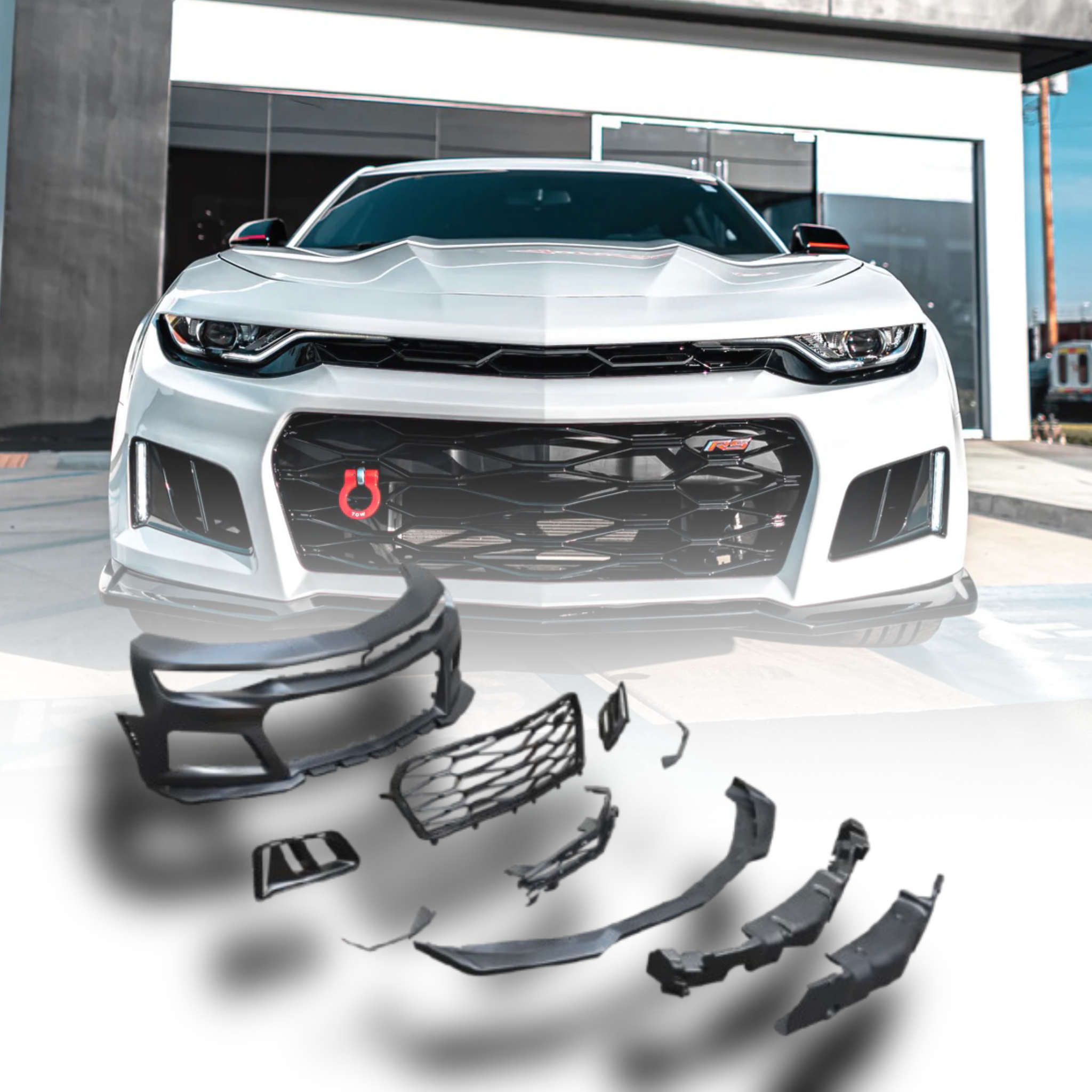 2019-2025 Chevy Camaro ZL1 Front Bumper Conversion 9pcs Full Kit for RS Headlights