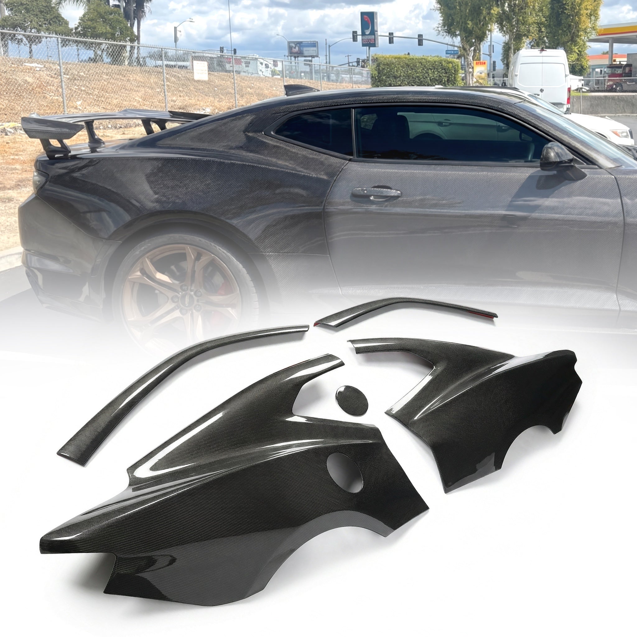 2016-2025 Camaro RS/SS/ZL1 Carbon Fiber A Pillars w/ Quarter Panel 5pc Skin Blueprint
