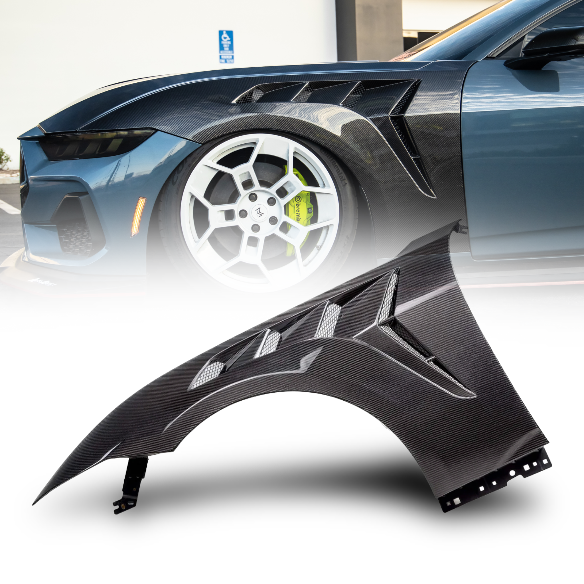 2024 + Ford Mustang S650 Type-GTD Carbon Fiber Front Fenders Pair