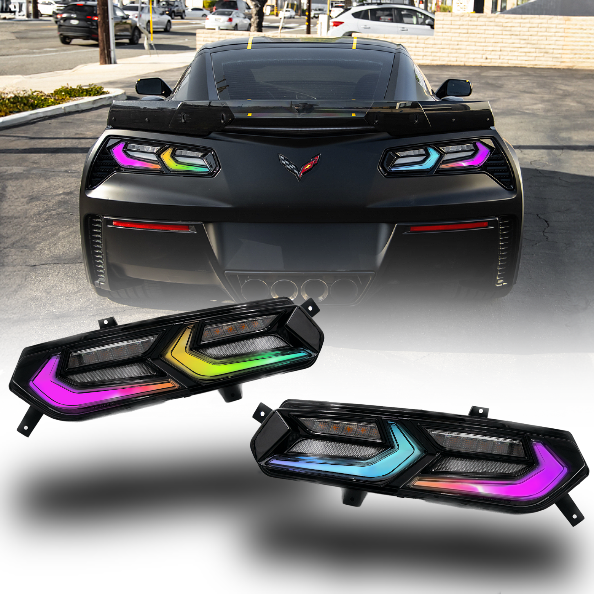 2014-2019 Chevy Corvette C7 Umbra RGB LED Tail Lights (Clear Lens)