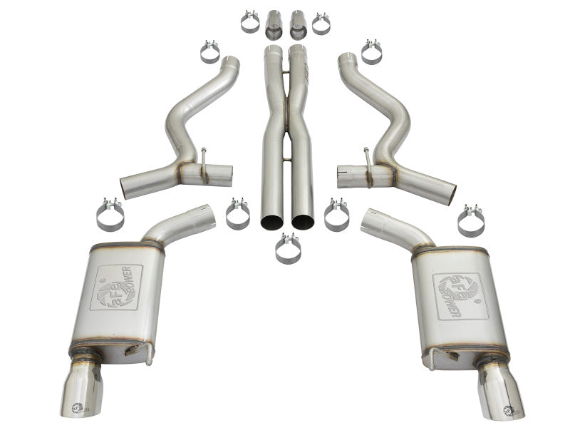 aFe MACH Force-Xp 3" 304 Stainless Steel Cat-Back Exhaust w/ Polished Tips for 2015-2017 Ford Mustang GT & V6