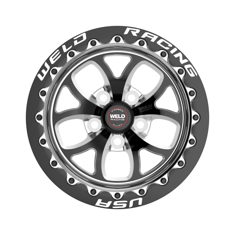 Weld S76 Beadlock 15x8/5x114.3/5.5 BS/3.18 HB - Black Center - Polished Shell - Black SBL MT Wheel