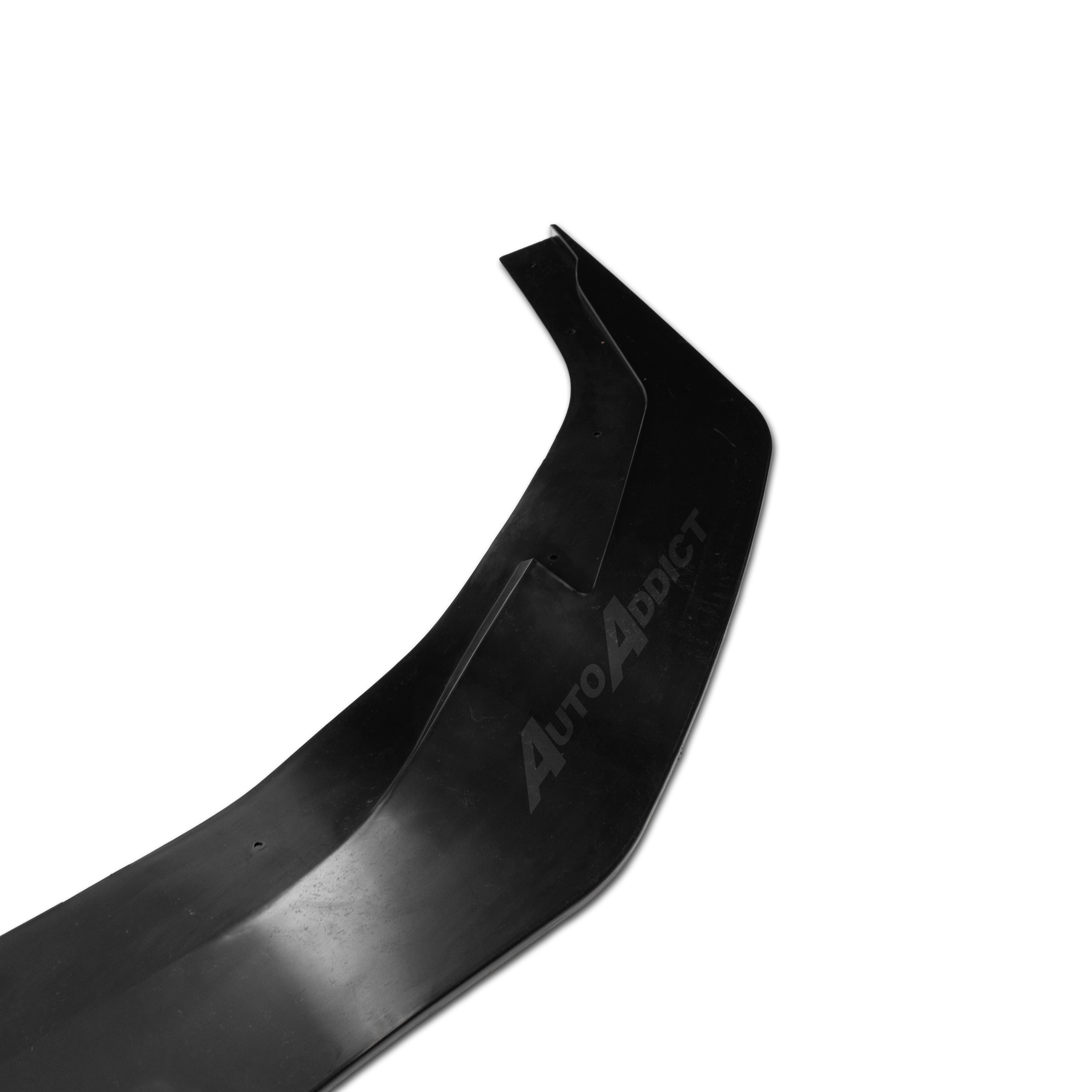 Black car bumper protector with 'AutoAddict' branding on a white background