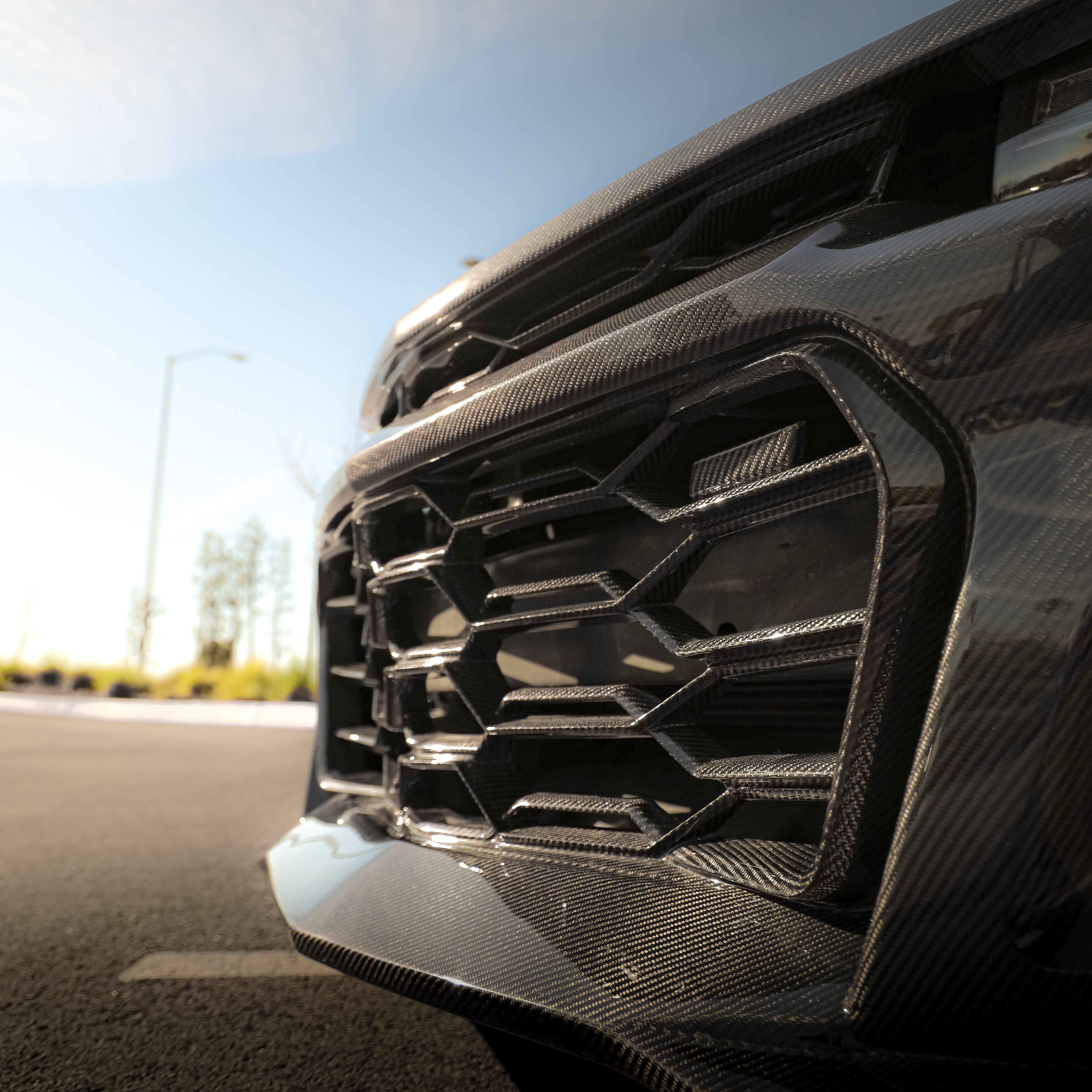 2010-2015 Chevy Camaro Black Panther 1PC Full Gloss Carbon Fiber Track Package Front Bumper Conversion