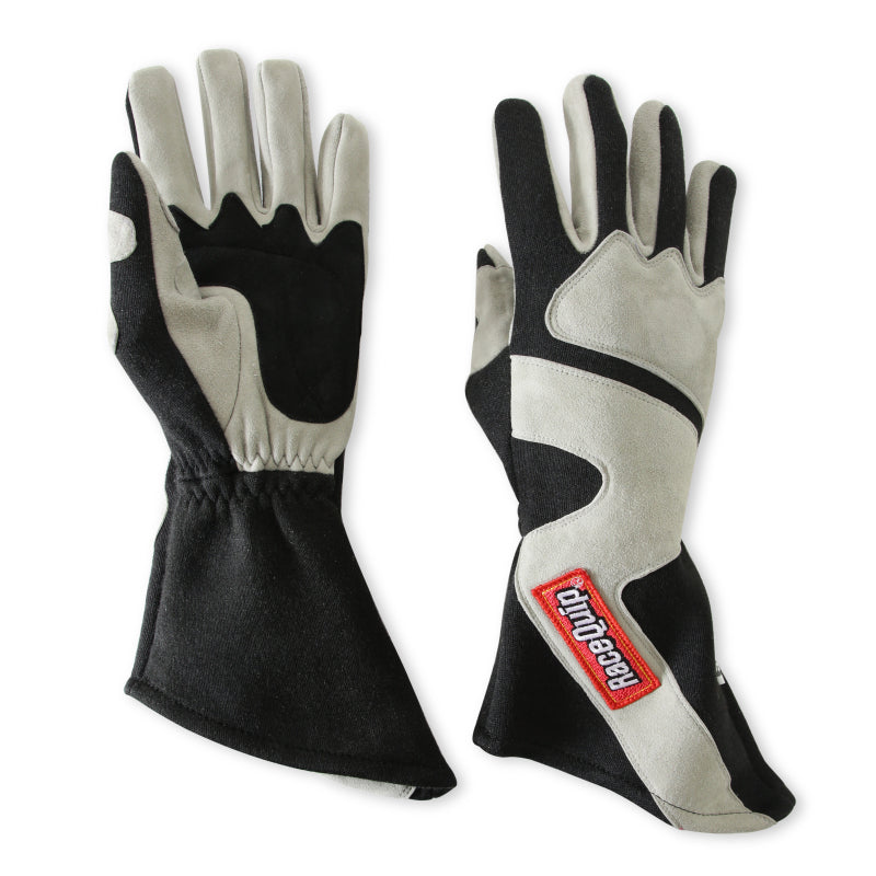 RaceQuip SFI-5 Gray/Black Large Long Angle Cut Glove