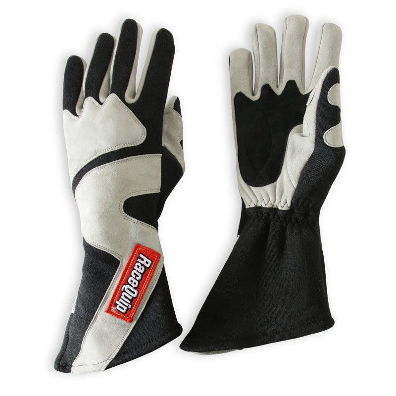 RaceQuip SFI-5 Gray/Black Medium Long Angle Cut Glove
