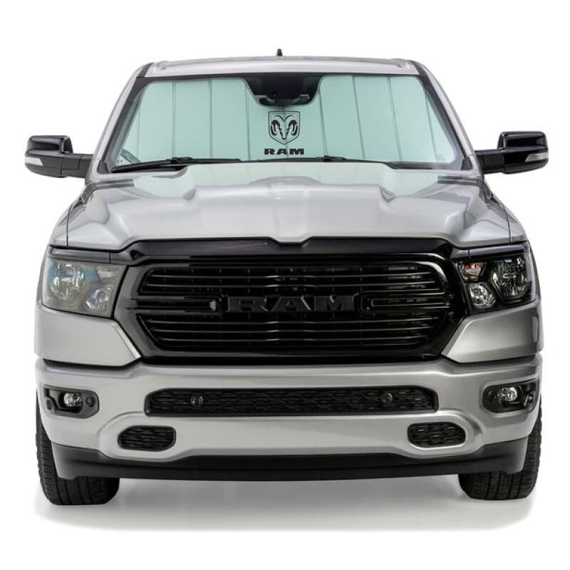 Covercraft 19-24 Pickup Ram 1500 no snsr Std RVM UVS100 Custom Sunscreen with Ram Vertical logo