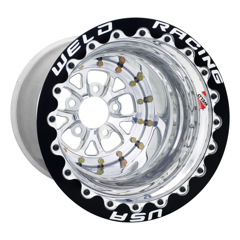 Weld V-Series 15x14/5x4.75/4 BS/3.18 HB - Polished Center - Polished Shell - Black SBL MT Wheel