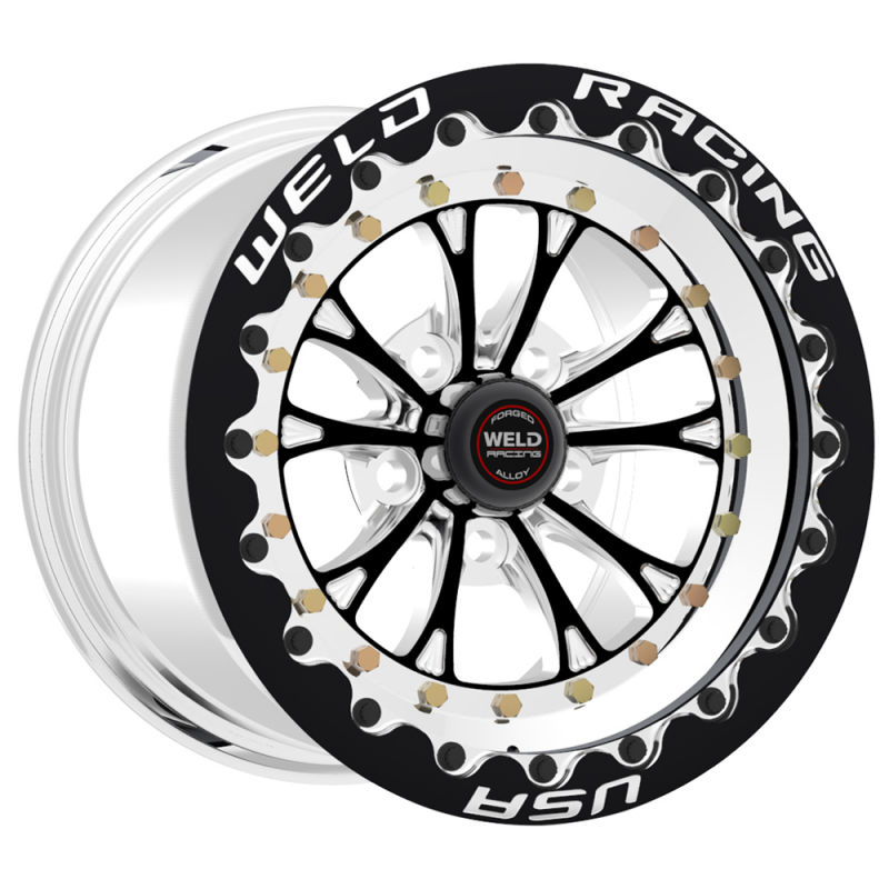 Weld Vitesse Beadlock 15x8/5x4.5/3.5 BS/3.18 HB-Black Center-Polished Shell-Black SBL MT Wheel