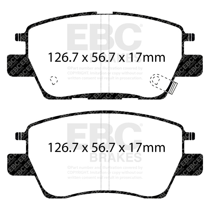 EBC 2016+ Chevrolet Cruze 1.4L Turbo (10.9in Front Rotor) Ultimax2 Front Brake Pads