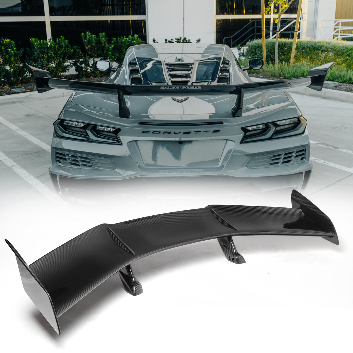Auto Addict USA C8 Corvette ZR1 ZTK Type-OEM dry carbon fiber V-shaped rear spoiler