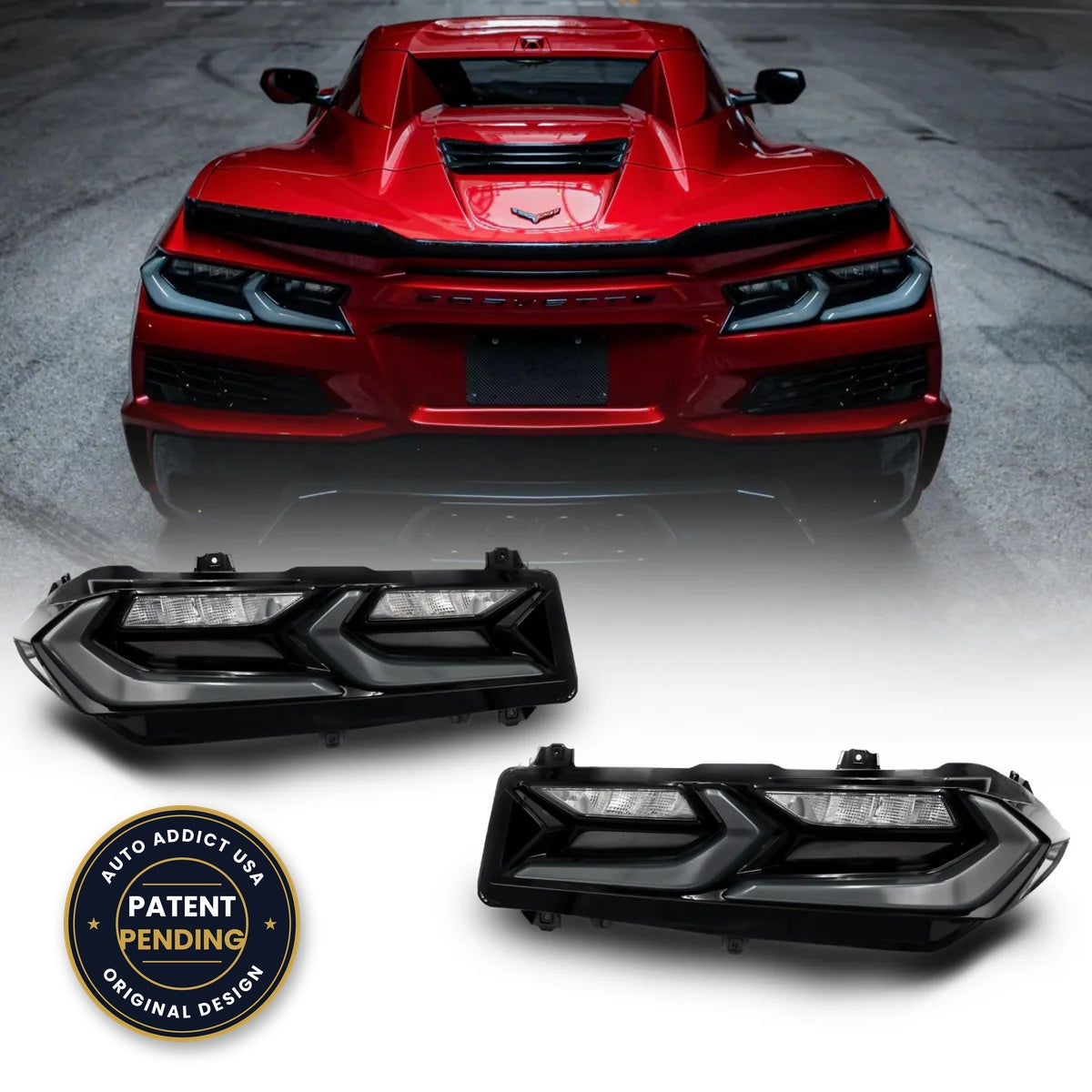 2020-2026 Corvette C8 Euro Smoke Style LED Taillights - Patent Pending original design by Auto Addict USA