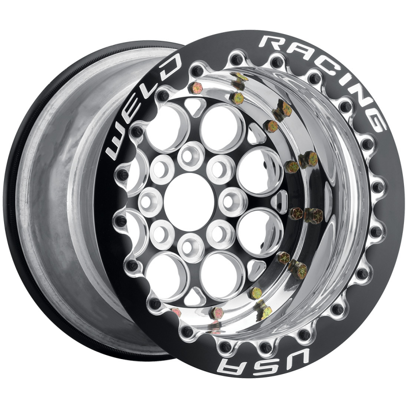 Weld Magnum Import 15x9/4x100/5 BS/2.25 HB - Black Center - Polished Shell - Black SBL MT Wheel