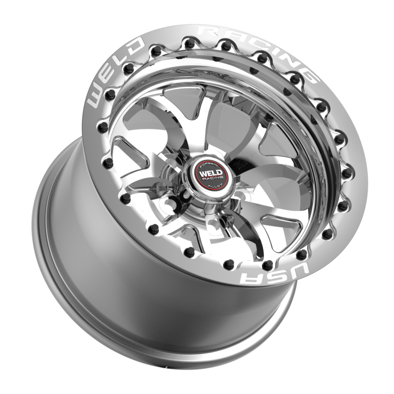 Weld S76 Beadlock 15x10/5x114.3/6.5 BS/3.18 HB-Polished Center-Polished Shell-Black SBL MT Wheel