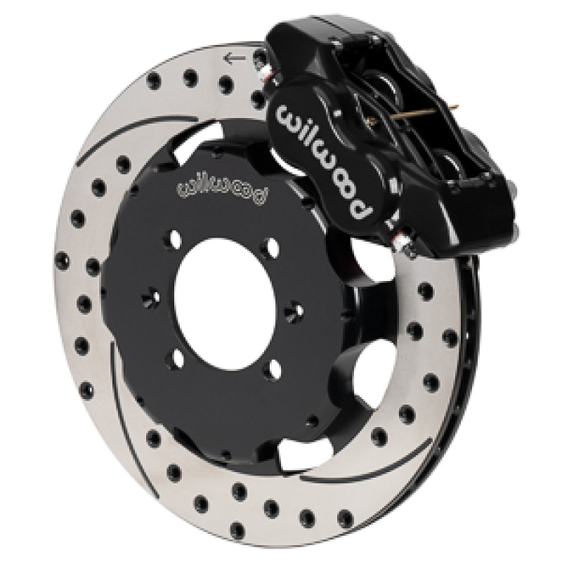 Wilwood Forged Dynalite Front Hat Kit 11.75in SRP Drilled/Slotted Rotor Black Caliper 90-05 Miata