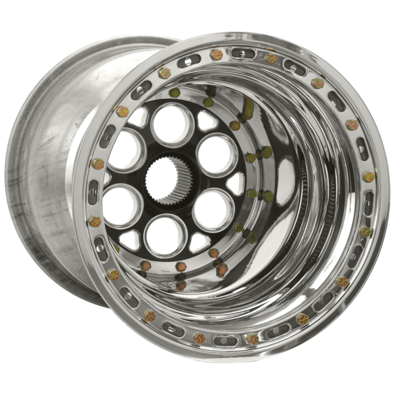 Weld Magnum Sprint 15x17/42-Spline/6 BS-Black Cntr-Pol. Shell-Pol. OBL Knurled-Black Cover Wheel