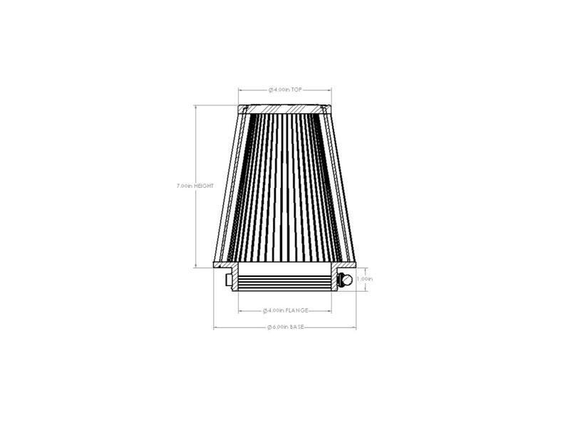aFe POWER Universal Clamp-On Air Filter w/ D2 Dura-Dry Media - 4in F x 6in B x 4in T x 7in H