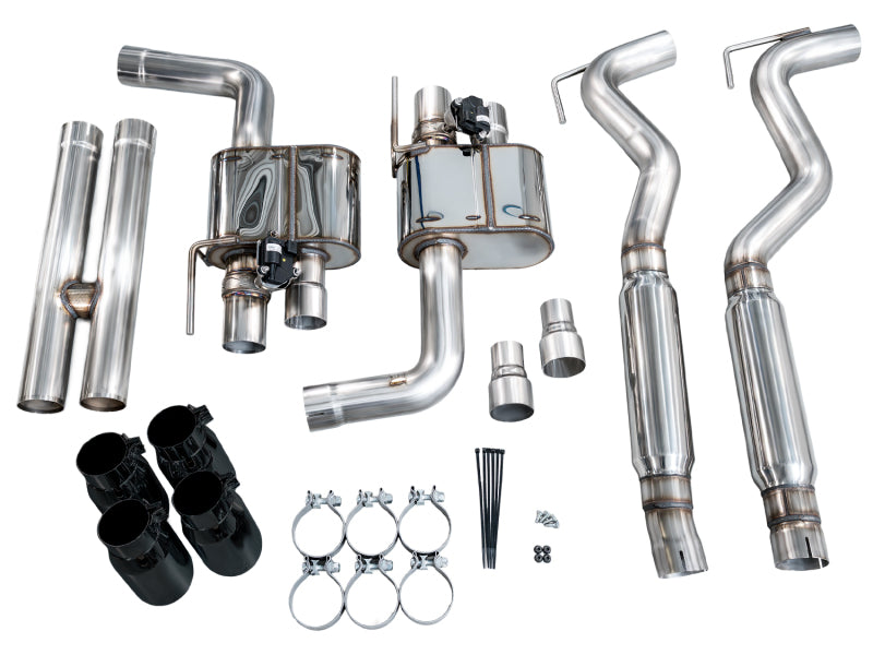 AWE 18-23 S550 Mustang GT SwitchPath Exhaust - Diamond Black Tips