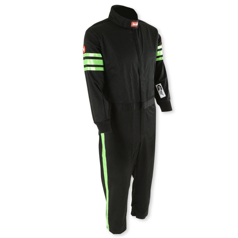 RaceQuip Green Trim SFI-1 JR. Suit - Kids Medium
