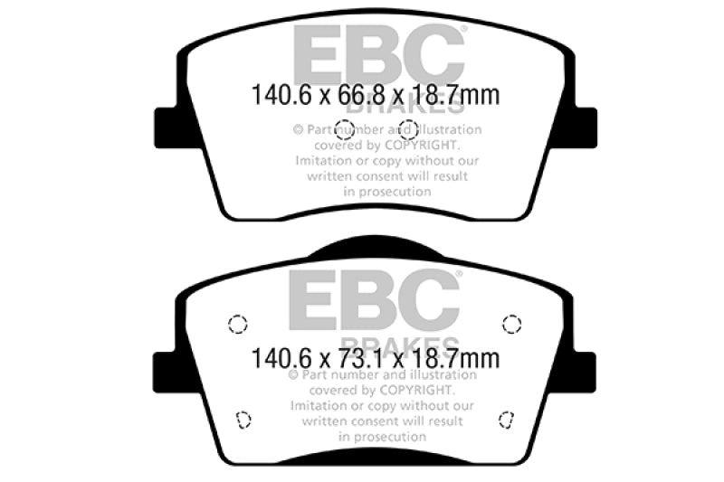 EBC 2018+ Volvo XC40 T4 Greenstuff Front Brake Pads