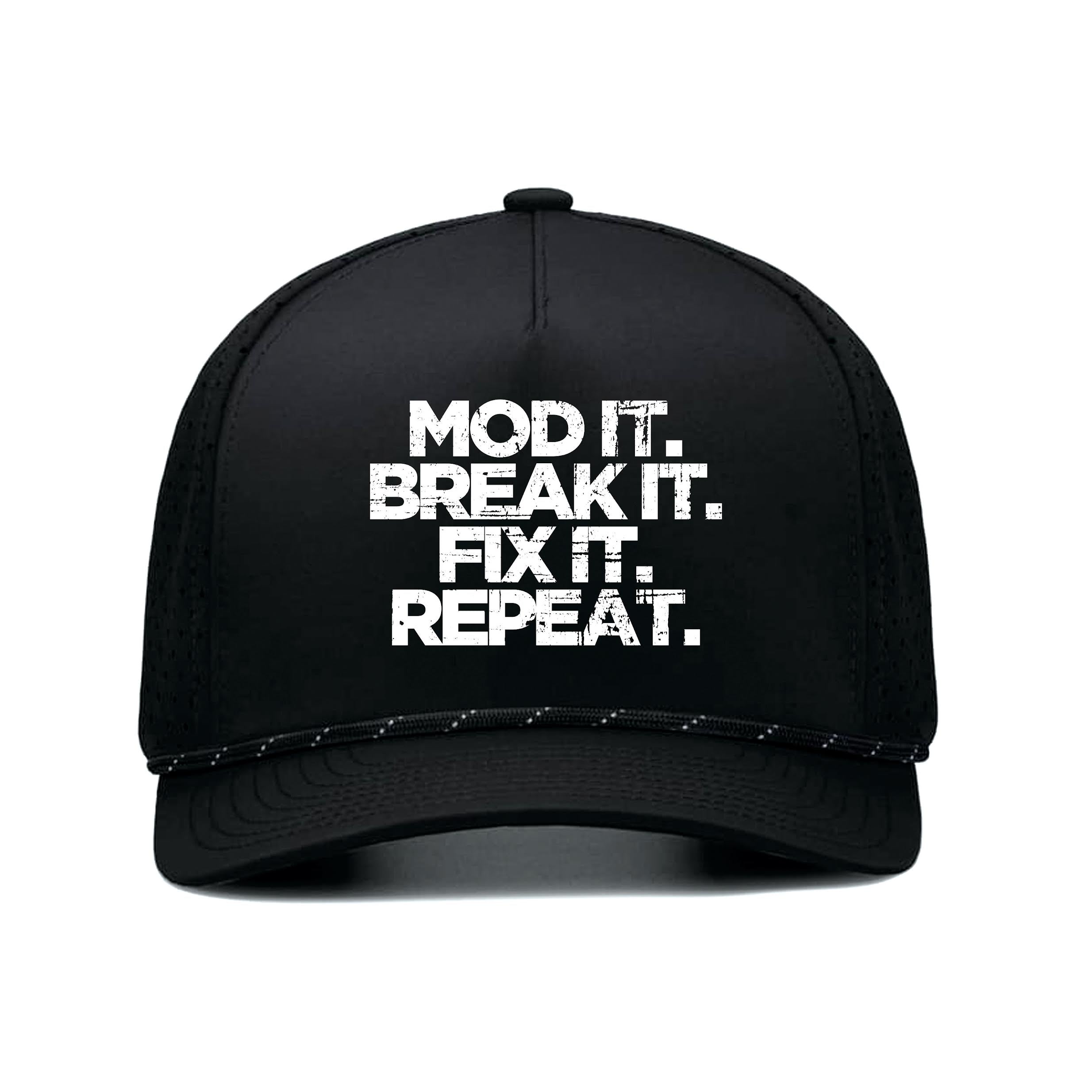 Mod it Break it Fix it Repeat Mesh Snapback Hat