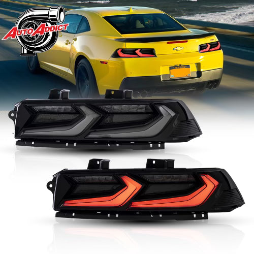 2014-2015 CHEVY CAMARO UMBRA LED TAILLIGHTS GLOSS BLACK/SMOKE LENS