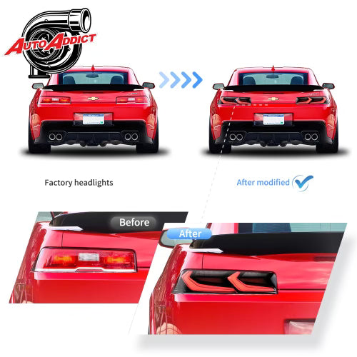 2014 2015 Chevy Camaro Umbra LED Taillights Gloss Black Smoke Lens