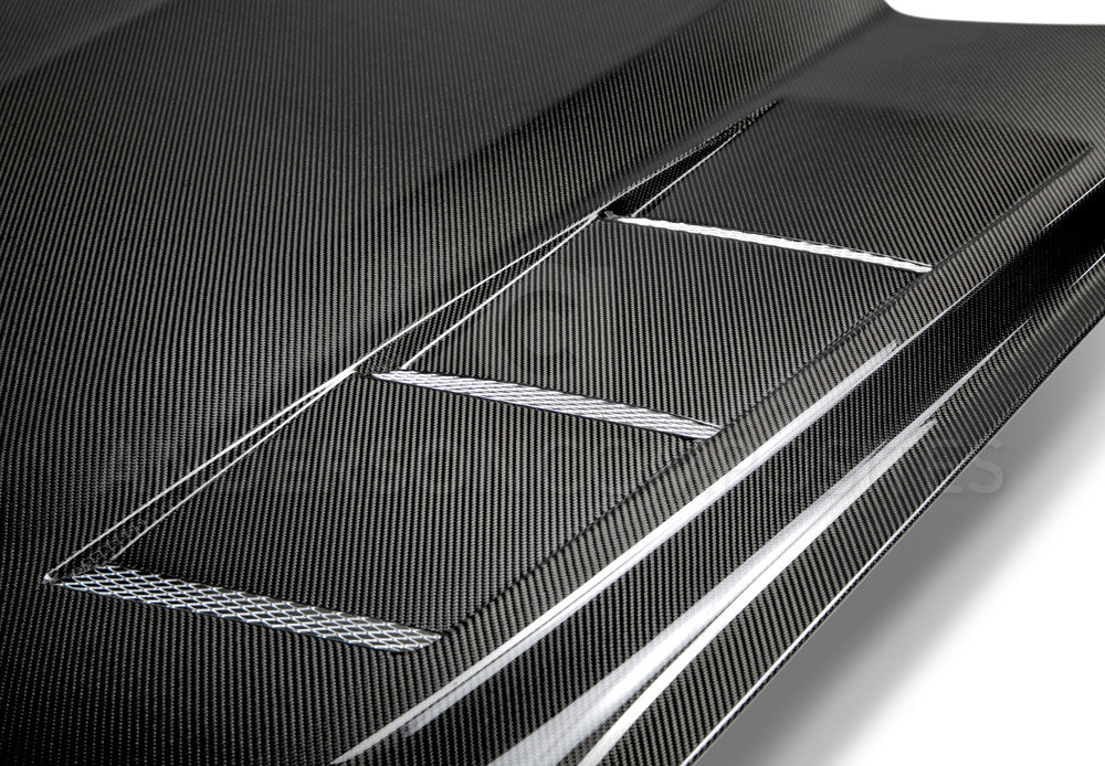 2015 - 2017 Mustang Double Sided Carbon Fiber Heat Extractor Hood