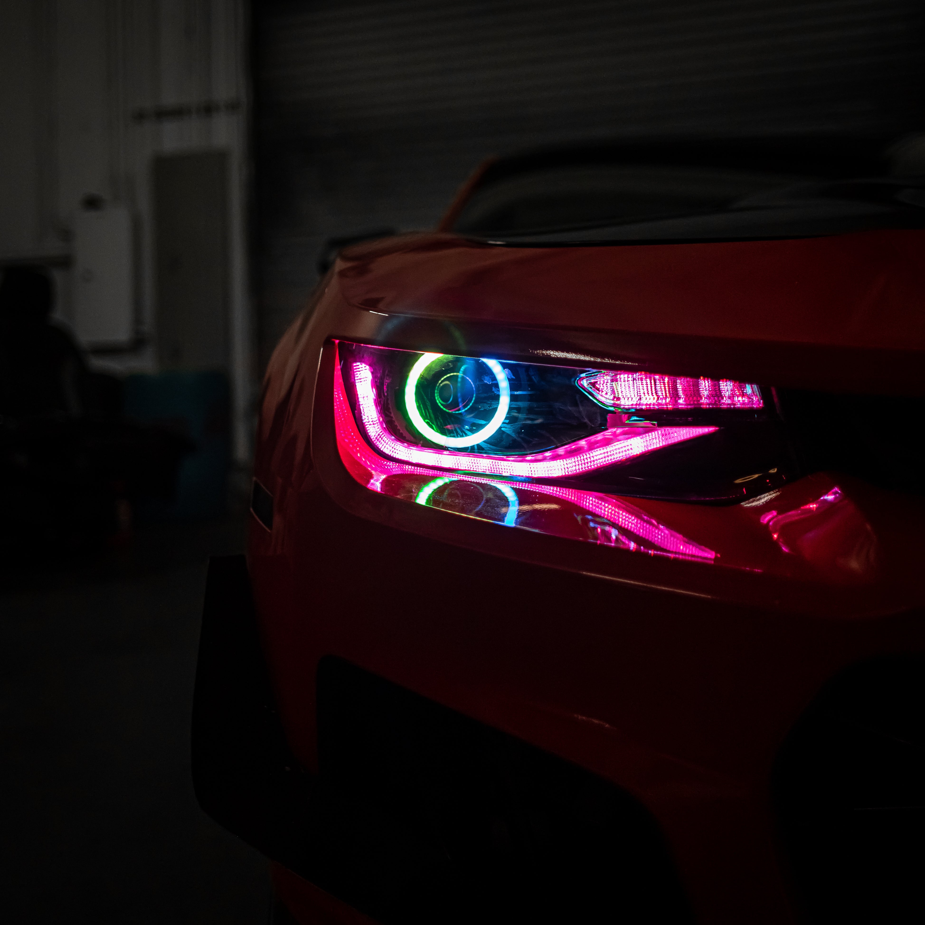 2014-2015 Chevy Camaro 6th Gen Style Headlights Projector Custom RGBW Via Bluetooth Pair