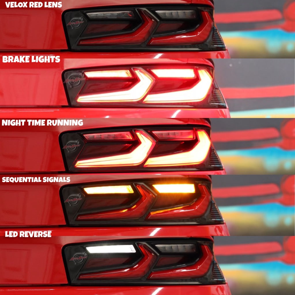 Velox Led 2016-2018 Chevy Camaro Velox LED Taillights Gloss Black/Red Lens