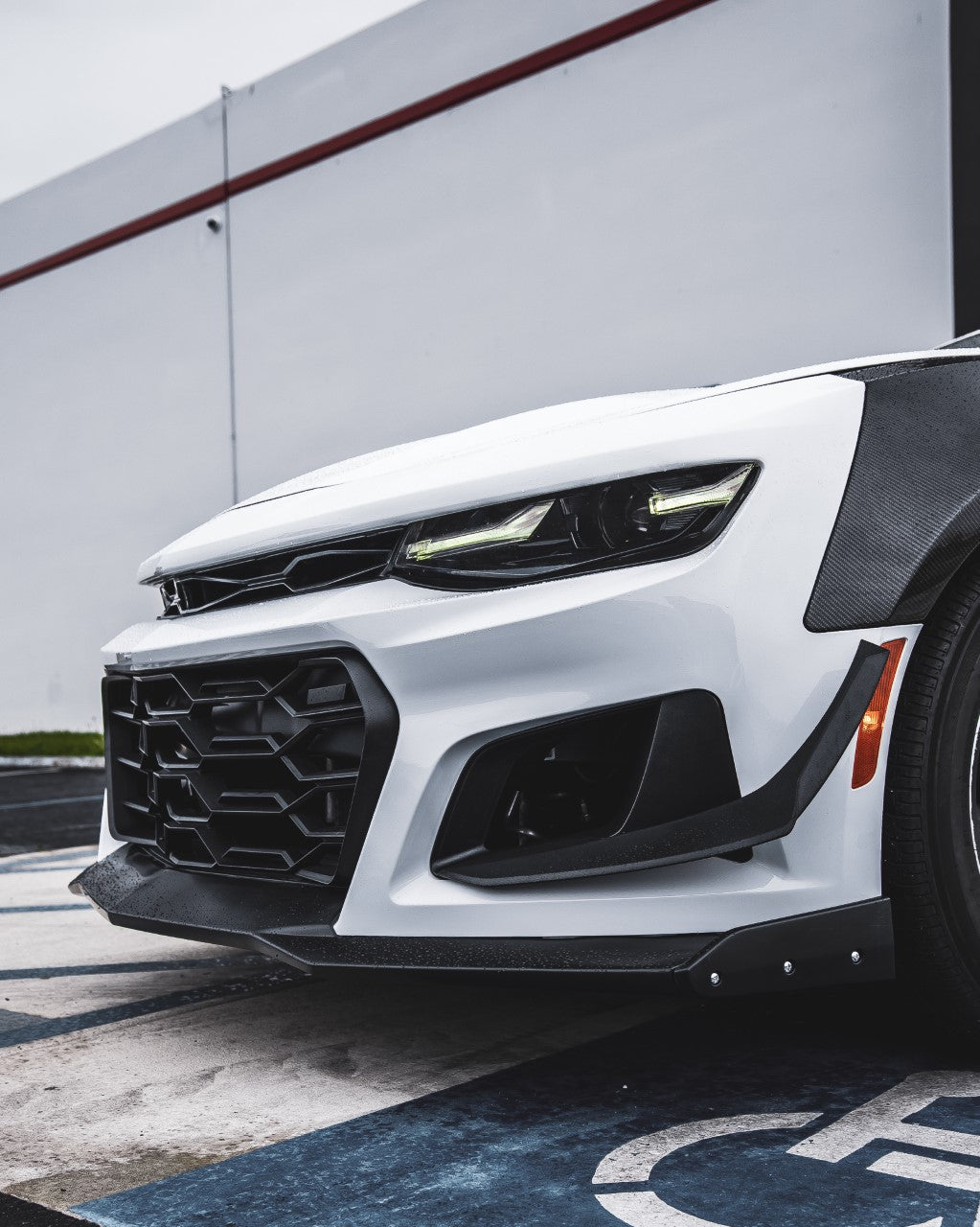 2019-2023 Chevy Camaro ZL1 1LE Track Package Front Bumper Conversion 13pcs Flat BLK Non RS Headlights